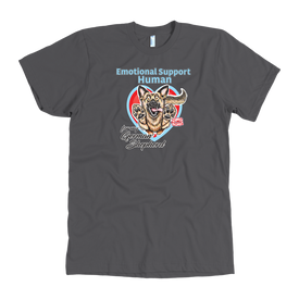 a grey a blue American Apparel Mens dog lovers shirt featuring the German Shepherd design in the Emotional Support Human collection