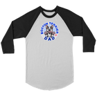 a white 3/4 sleeve jersey with the OMG You're Home! Boston Terrier dog Dad design on the front 
