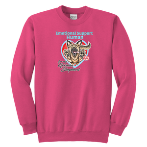 Emotional Support Human - German Shepherd - Youth Crewneck Sweatshirt