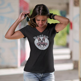 Boston Terrier - Bella Womens V-Neck for the Boston Terrier Dog Lover