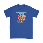 a royal blue Gildan Womens T-Shirt for dog lovers featuring the German Shepherd design in the Emotional Support Human collection