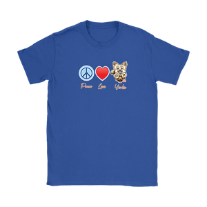 Peace Love Yorkie - Gildan Womens T-Shirt for the Yorkshire Terrier Dog Lover