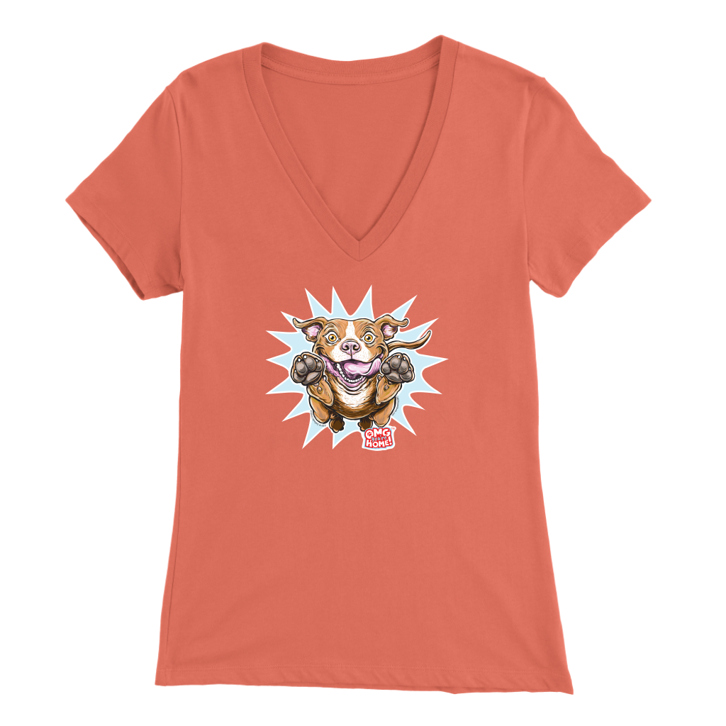 OMG Red Nose Pitbull - Bella Womens V-Neck