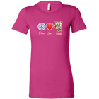 Fuscia Bella Womens Shirt featuring the Peace Love Yorkie dog design from OMG You're HOME!