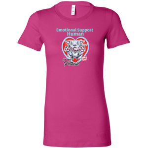 Womens dark pink t-shirt with Emotional Support Human for my Blue Nose Pitbull design on front