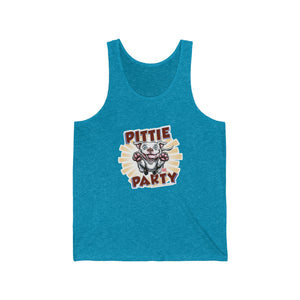 Happy White Pitbull Puppy Dog - Pittie Party  - Unisex Jersey Tank