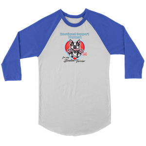 Emotional Support Human - Boston Terrier - Canvas Unisex 3/4 Raglan