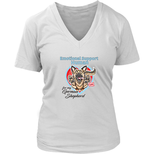 Emotional Support Human - German Shepherd Dog Design - Womens V-Neck for Dog Lovers