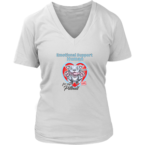 Emotional Support Human - Blue Nose Pitbull Womens V-Neck Shirt for Dog Lovers