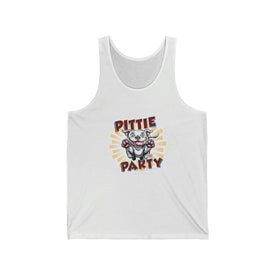Happy White Pitbull Puppy Dog - Pittie Party  - Unisex Jersey Tank