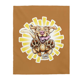 Happy Cute Yellow Labrador Puppy Dog Velveteen Plush Blanket