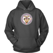 Load image into Gallery viewer, a grey unisex hoodie tee features the original Golden Retriever dog artwork by OMG You&#39;re Home! 