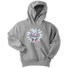 Load image into Gallery viewer, Front view of a youth hoodie featuring the OMG Blue Nose Pit Bull design