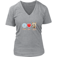 Load image into Gallery viewer, Peace Love Yorkie - Womens V-Neck for the Yorkshire Terrier Lover