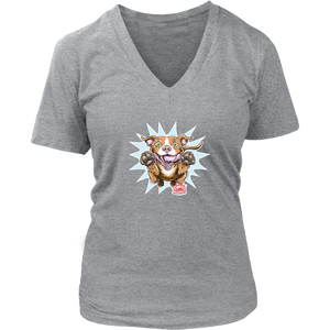 Red Nose Pitbull - District Womens V-Neck for Pit Bull Dog Lovers