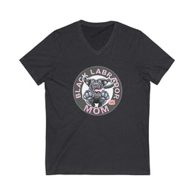 Black Labrador Retriever Dog Mom Jersey Short Sleeve V-Neck Tee