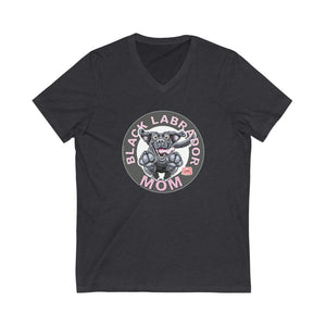 Black Labrador Retriever Dog Mom Jersey Short Sleeve V-Neck Tee
