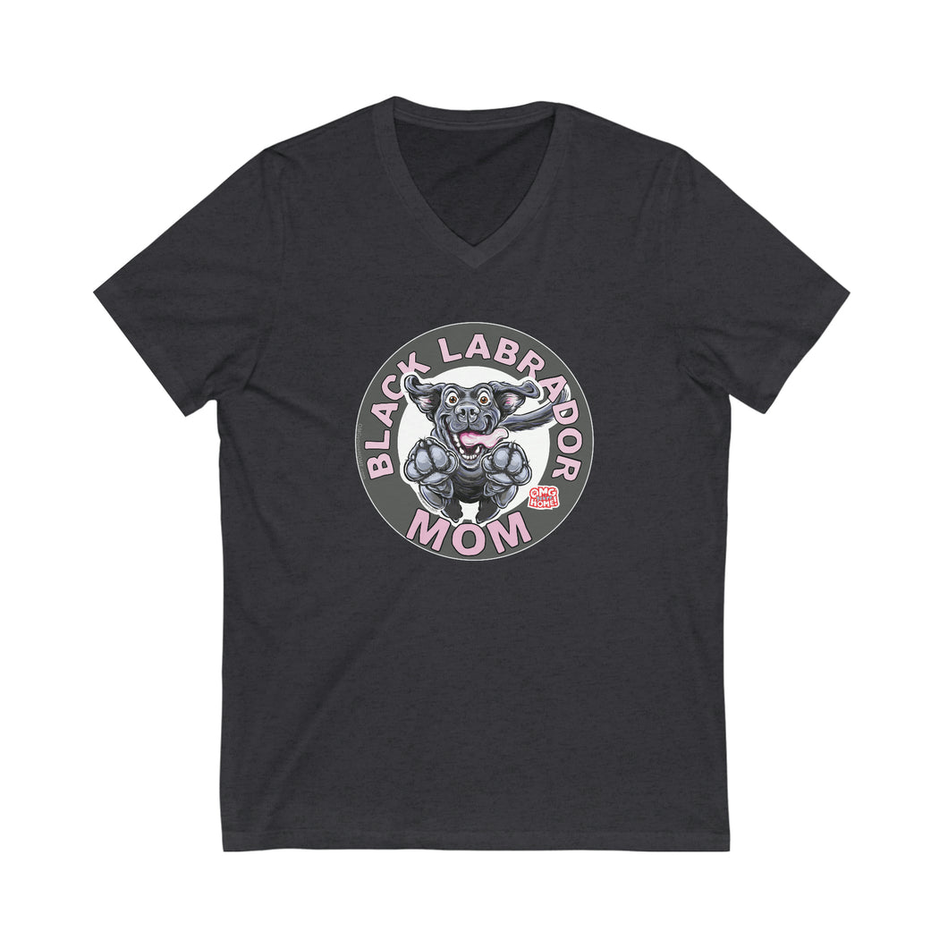 Black Labrador Retriever Dog Mom Jersey Short Sleeve V-Neck Tee