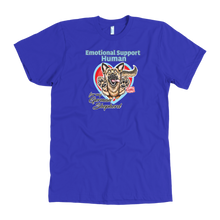 Load image into Gallery viewer, a royal blue a blue American Apparel Mens dog lovers shirt featuring the German Shepherd design in the Emotional Support Human collection