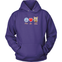 Load image into Gallery viewer, Peace Love Yorkie - Unisex Hoodie for the Yorkshire Terrier Dog Lover