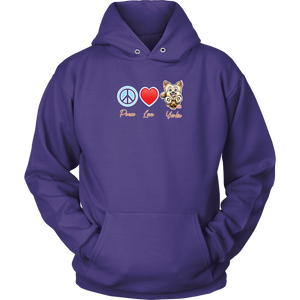 Peace Love Yorkie - Unisex Hoodie for the Yorkshire Terrier Dog Lover