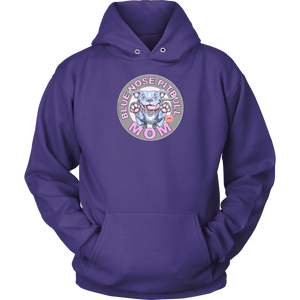 This comfy purple hoodie features the OMG Blue Nose Pitbull Mom design on the front in full vibrant color. 