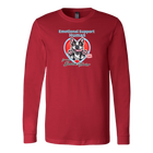 a red long sleeve shirt featuring the Boston Terrier dog design in the Emotional Support Human collection. Great gift idea for the Bostie dog lover. 