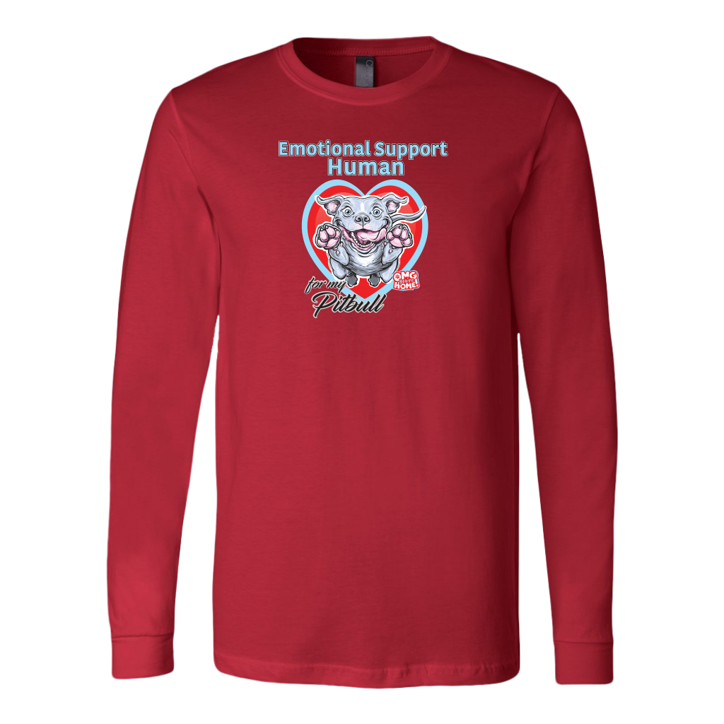 Emotional Support Human long sleeve t-shirt with Blue Nose Pitbull 