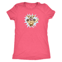 Load image into Gallery viewer, A women&#39;s pink tee featuring the OMG You&#39;re Home! Golden Retriever design