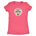 A women's pink tee featuring the OMG You're Home! Golden Retriever design