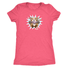 This coral colored dog lovers shirt for women features our Red Nose Pit Bull design on the front in full vibrant color