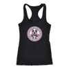 A soft black Next Level Racerback Tank featuring the OMG You're Home Boston Terrier Dog Mom design on the front in full vibrant color. 