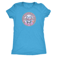 Load image into Gallery viewer, A soft a slim fitting Womens light blue V-Neck by Next Level featuring the Blue Nose pitbull mom design on the front in full vibrant color.