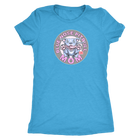 A soft a slim fitting Womens light blue V-Neck by Next Level featuring the Blue Nose pitbull mom design on the front in full vibrant color.