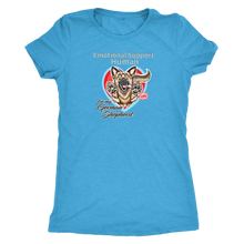 Load image into Gallery viewer, a blue Next Level Womens Triblend featuring the German Shepherd design in the Emotional Support Human collection