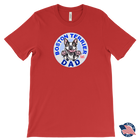 a men's red tee featuring the original Boston Terrier dog dad design on the front by OMG You're Home!