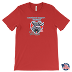 a red Canvas brand made in the U.S.A. Mens T-Shirt for dog lovers featuring the Black Labrador Retriever in the Emotional Support Human collection