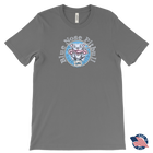 front view of a light grey men's tshirt  featuring the OMG blue nose pitbull  design on the front. Shirt made in the USA