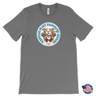 Front view of a mens grey T-Shirt by Canvas featuring the original Red Nose Pitbull artwork by OMG You're Home! Part of the "Rescue is my favorite breed" collection.