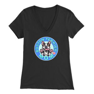 Boston Terrier Mom - Bella Womens V-Neck for the Bostie Mom