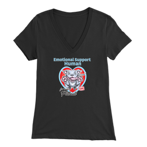 Emotional Support Human - Blue Nose Pitbull Womens V-Neck for Pittie Dog Lovers