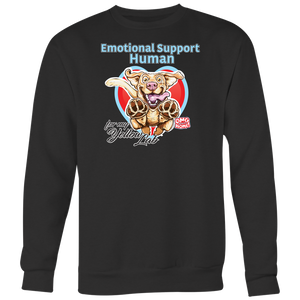 Emotional Support Human - Yellow Labrador Retriever -Black Crewneck Sweatshirt Big Print 