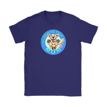 Load image into Gallery viewer, a women&#39;s purple tshirt featuring the OMG You&#39;re Home! Golden Retriever dog artwork on the front