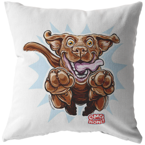 Happy Excited Chocolate Labrador Retriever Pillow