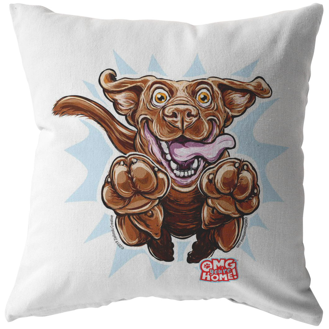 Happy Excited Chocolate Labrador Retriever Pillow