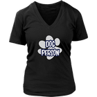 dog person design on a black v-neck t-shirt for women dog lovers