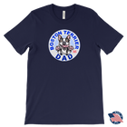 a men's navy blue tee featuring the original Boston Terrier dog dad design on the front by OMG You're Home!
