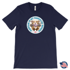 Front view of a mens navy blue T-Shirt by Canvas featuring the original Red Nose Pitbull artwork by OMG You're Home! Part of the "Rescue is my favorite breed" collection.