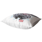 top view of a soft decorative pillow featuring an excited Black Labrador Retriever from OMG You'e Home