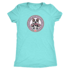 A vintage teal triblend shirt for women featuring the OMG You're Home! Boston Terrier dog design with "Rescue is my favorite breed"